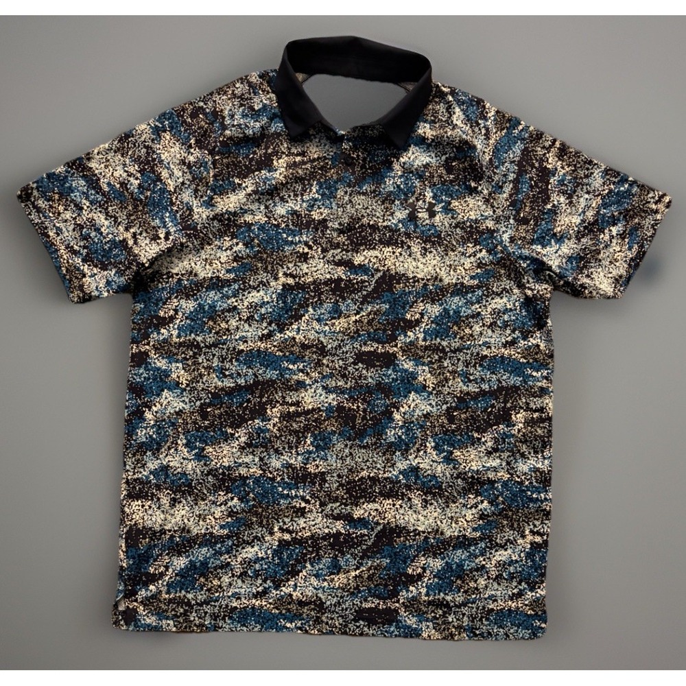 Under Armour Iso Chill Short Sleeve Polo Shirt Blue Black Camo Logo Medium JBHS
